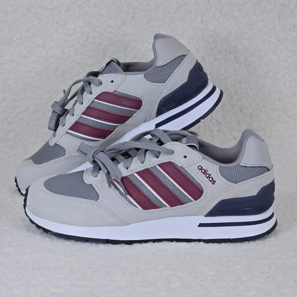Adidas Run 80s Mens Sneakers Grey Burgundy Navy ID1882 Size 7 NEW